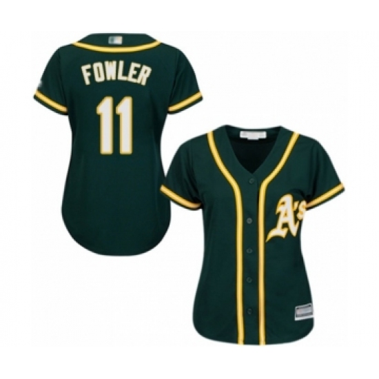 Women's Oakland Athletics 11 Dustin Fowler Authentic Green Alternate 1 Cool Base Baseball Player Jersey