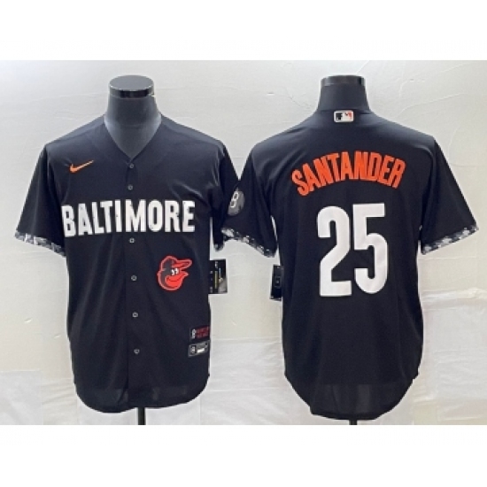 Men's Baltimore Orioles 25 Anthony Santander Black 2023 City Connect Cool Base Stitched Jersey 1