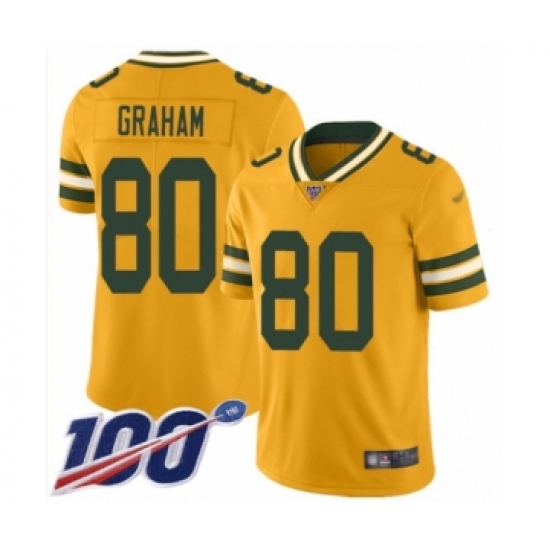 Men's Green Bay Packers 80 Jimmy Graham Limited Gold Inverted Legend 100th Season Football Jersey