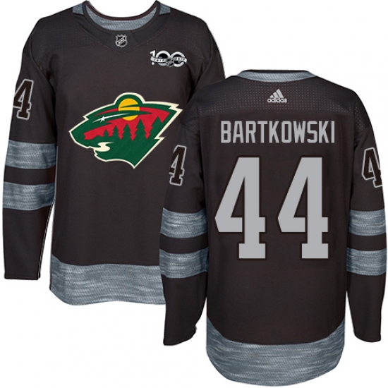 Men's Adidas Minnesota Wild 44 Matt Bartkowski Authentic Black 1917-2017 100th Anniversary NHL Jersey