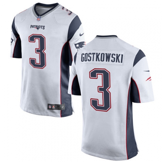 Men's Nike New England Patriots 3 Stephen Gostkowski Game White NFL Jersey