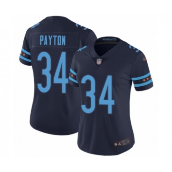 Women's Chicago Bears 34 Walter Payton Limited Navy Blue City Edition Football Jersey