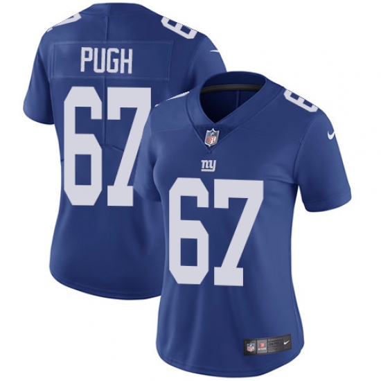 Women's Nike New York Giants 67 Justin Pugh Royal Blue Team Color Vapor Untouchable Limited Player NFL Jersey