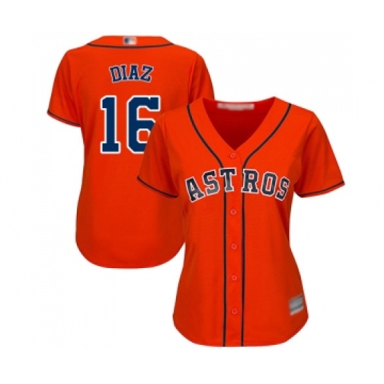 Women's Houston Astros 16 Aledmys Diaz Authentic Orange Alternate Cool Base Baseball Jersey