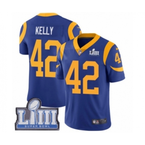 Men's Nike Los Angeles Rams 42 John Kelly Royal Blue Alternate Vapor Untouchable Limited Player Super Bowl LIII Bound NFL Jersey