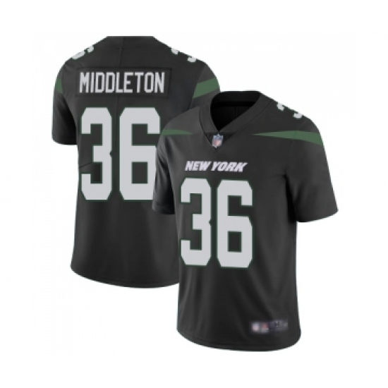 Men's New York Jets 36 Doug Middleton Black Alternate Vapor Untouchable Limited Player Football Jersey