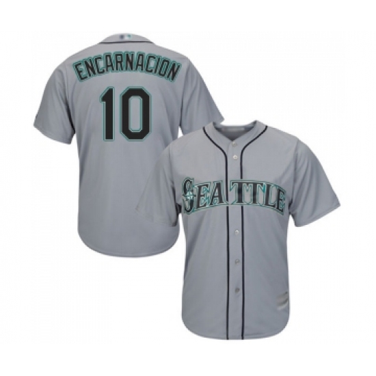 Men's Seattle Mariners 10 Edwin Encarnacion Replica Grey Road Cool Base Baseball Jersey