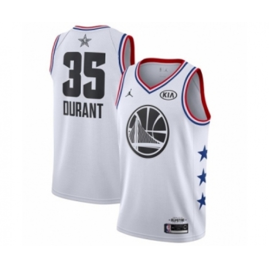 Youth Jordan Golden State Warriors 35 Kevin Durant Swingman White 2019 All-Star Game Basketball Jersey