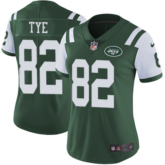 Women's Nike New York Jets 82 Will Tye Green Team Color Vapor Untouchable Limited Player NFL Jersey