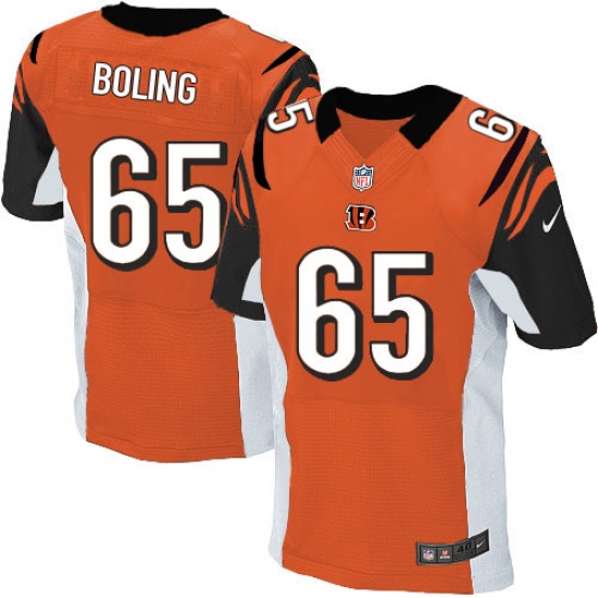 Men's Nike Cincinnati Bengals 65 Clint Boling Elite Orange Alternate NFL Jersey