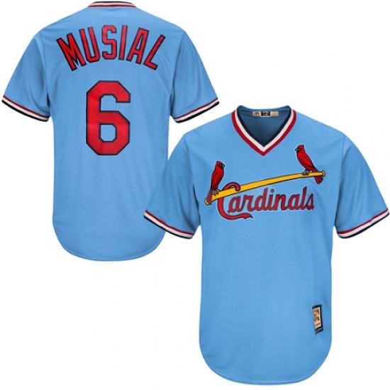 Men's Majestic St. Louis Cardinals 6 Stan Musial Authentic Light Blue Cooperstown MLB Jersey