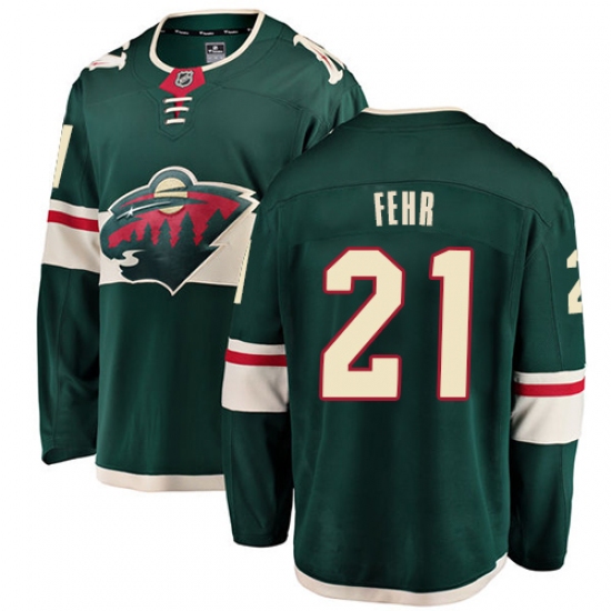 Youth Minnesota Wild 21 Eric Fehr Authentic Green Home Fanatics Branded Breakaway NHL Jersey