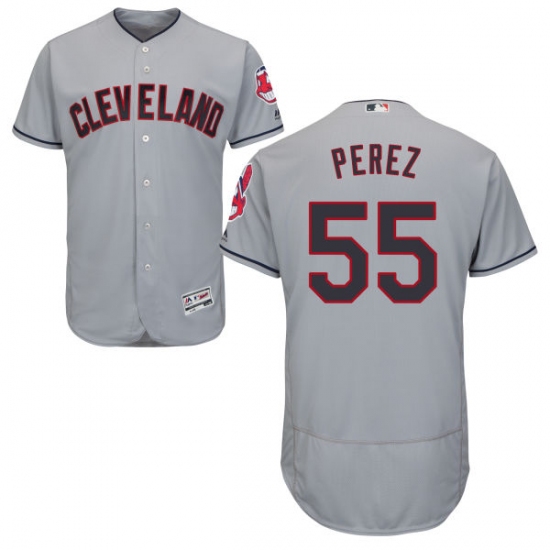 Men's Majestic Cleveland Indians 55 Roberto Perez Grey Flexbase Authentic Collection MLB Jersey