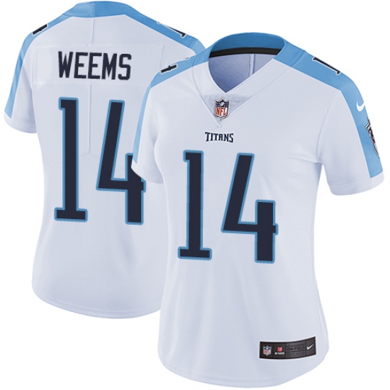 Women's Nike Tennessee Titans 14 Eric Weems White Vapor Untouchable Limited Player NFL Jersey