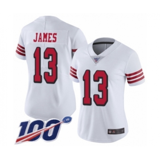 Women's San Francisco 49ers 13 Richie James Limited White Rush Vapor Untouchable 100th Season Football Jersey