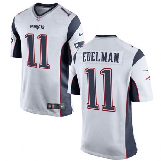Men's Nike New England Patriots 11 Julian Edelman Game White NFL Jersey