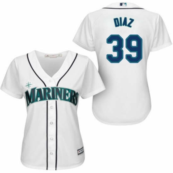 Women's Majestic Seattle Mariners 39 Edwin Diaz Authentic White Home Cool Base MLB Jersey