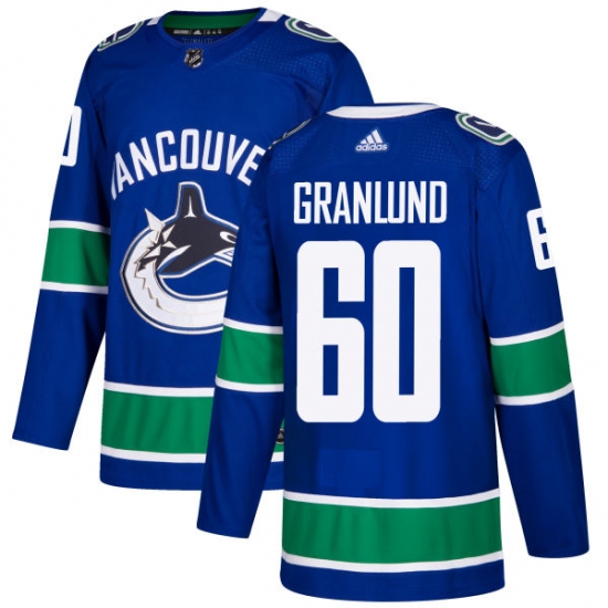 Men's Adidas Vancouver Canucks 60 Markus Granlund Authentic Blue Home NHL Jersey