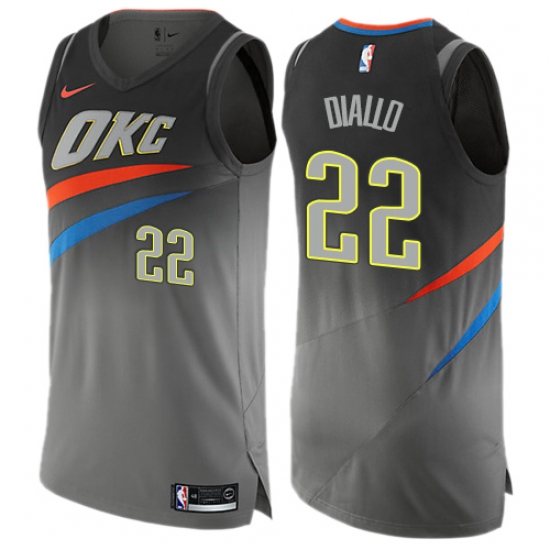 Men's Nike Oklahoma City Thunder 22 Hamidou Diallo Swingman Gray NBA Jersey - City Edition