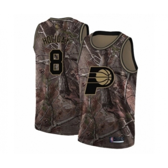 Men's Indiana Pacers 8 Justin Holiday Swingman Camo Realtree Collection Basketball Jersey