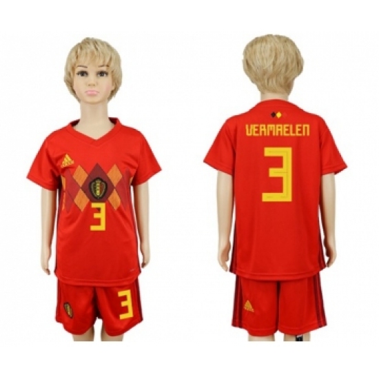 Belgium 3 Vermaelen Red Home Kid Soccer Country Jersey