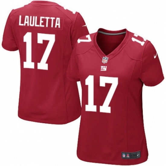 Women's Nike New York Giants 17 Kyle Lauletta Game Red Alternate NFL Jersey