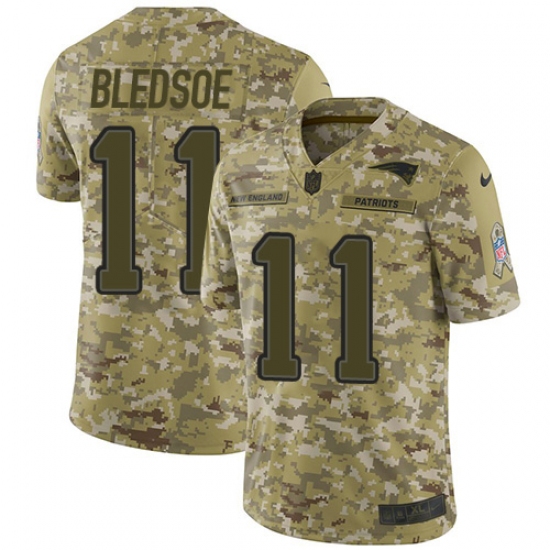 Men's Nike New England Patriots 11 Drew Bledsoe Limited Camo 2018 Salute to Service NFL Jersey