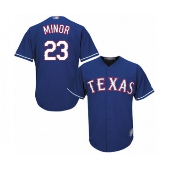 Youth Texas Rangers 23 Mike Minor Authentic Royal Blue Alternate 2 Cool Base Baseball Jersey