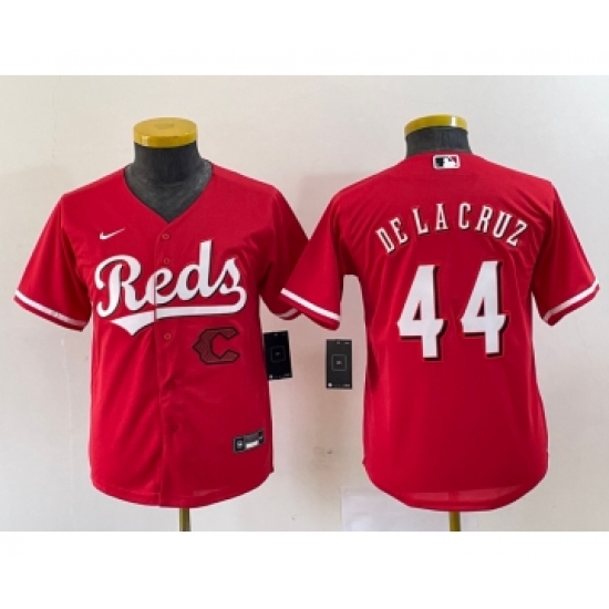 Youth Nike Cincinnati Reds 44 Elly De La Cruz Red Cool Base Stitched Baseball Jersey1