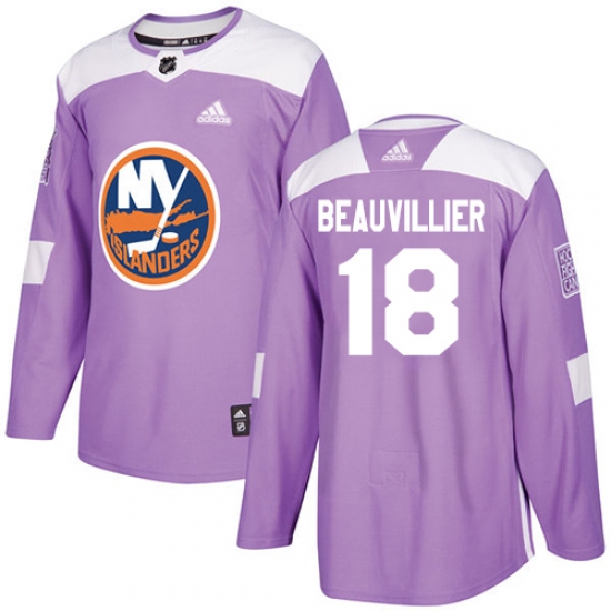 Youth Adidas New York Islanders 18 Anthony Beauvillier Authentic Purple Fights Cancer Practice NHL Jersey
