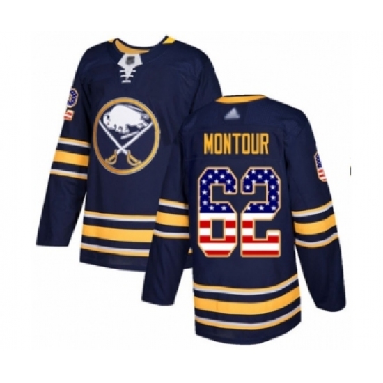 Youth Buffalo Sabres 62 Brandon Montour Authentic Navy Blue USA Flag Fashion Hockey Jersey