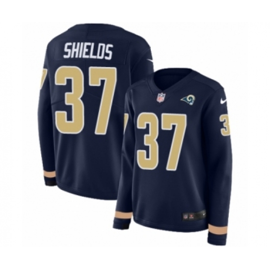 Women's Nike Los Angeles Rams 37 Sam Shields Limited Navy Blue Therma Long Sleeve NFL Jersey