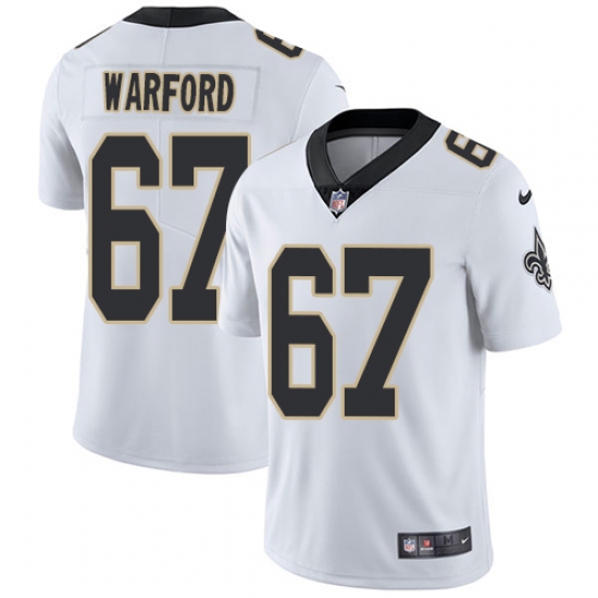Men's Nike New Orleans Saints 67 Larry Warford White Vapor Untouchable Limited Player NFL Jersey