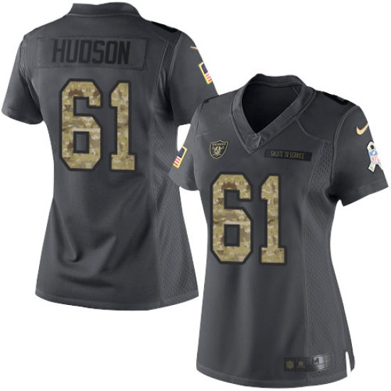 Women's Nike Oakland Raiders 61 Rodney Hudson Limited Black 2016 Salute to Service NFL Jersey