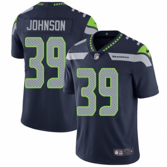 Men's Nike Seattle Seahawks 39 Dontae Johnson Navy Blue Team Color Vapor Untouchable Limited Player NFL Jersey