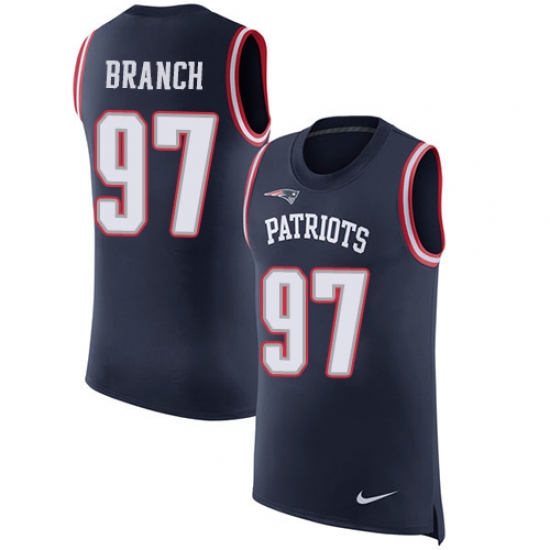 Men's Nike New England Patriots 97 Alan Branch Limited Navy Blue Rush Player Name & Number Tank Top NFL Jersey