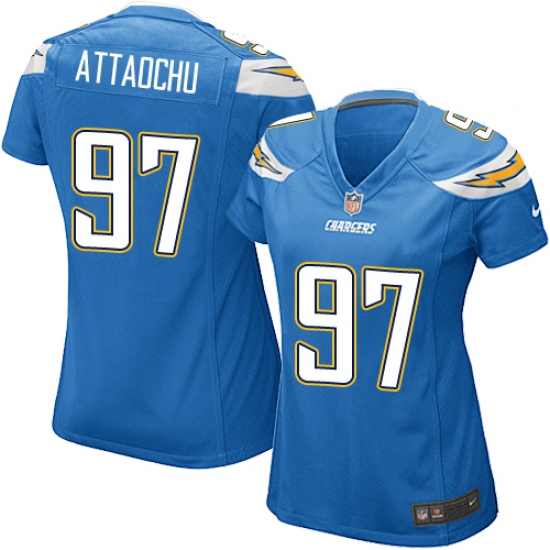 Women's Nike Los Angeles Chargers 97 Jeremiah Attaochu Game Electric Blue Alternate NFL Jersey