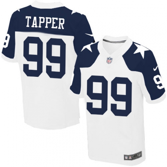 Men's Nike Dallas Cowboys 99 Charles Tapper Elite White Throwback Alternate NFL Jersey