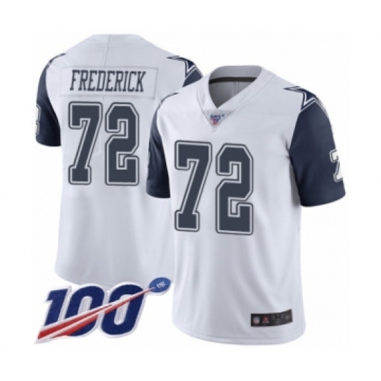 Men's Dallas Cowboys 72 Travis Frederick Limited White Rush Vapor Untouchable 100th Season Football Jersey