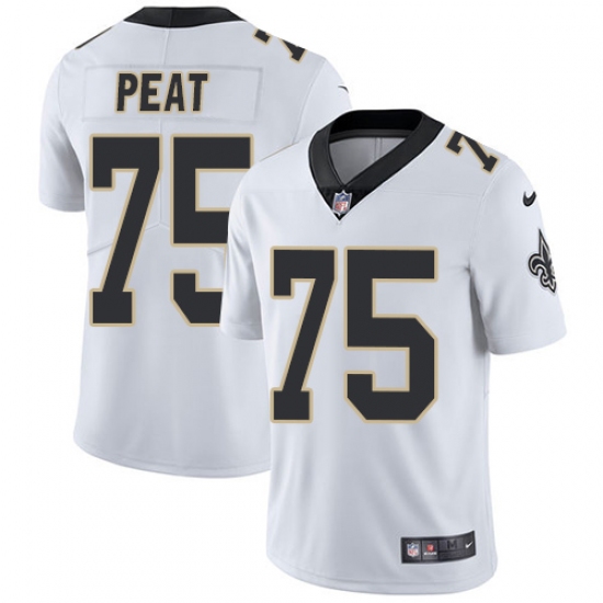 Men's Nike New Orleans Saints 75 Andrus Peat White Vapor Untouchable Limited Player NFL Jersey