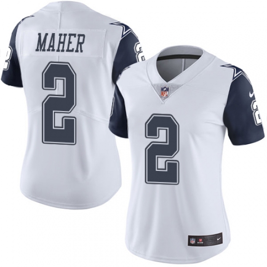 Women's Nike Dallas Cowboys 2 Brett Maher Limited White Rush Vapor Untouchable NFL Jersey