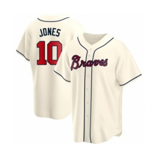 Women Chipper Jones 10 Atlanta Braves Cream Replica Alternate Jersey