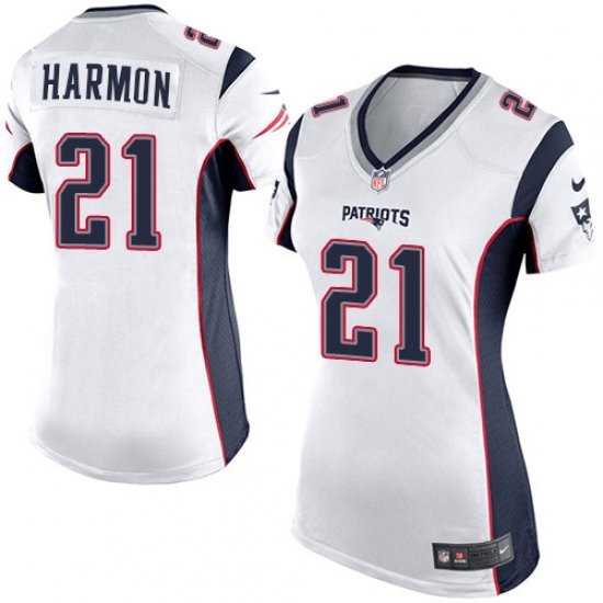Women's Nike New England Patriots 21 Duron Harmon Game White NFL Jersey