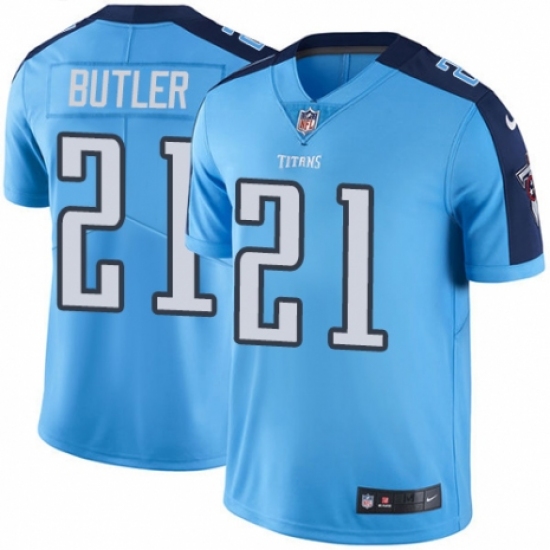 Men's Nike Tennessee Titans 21 Malcolm Butler Limited Light Blue Rush Vapor Untouchable NFL Jersey