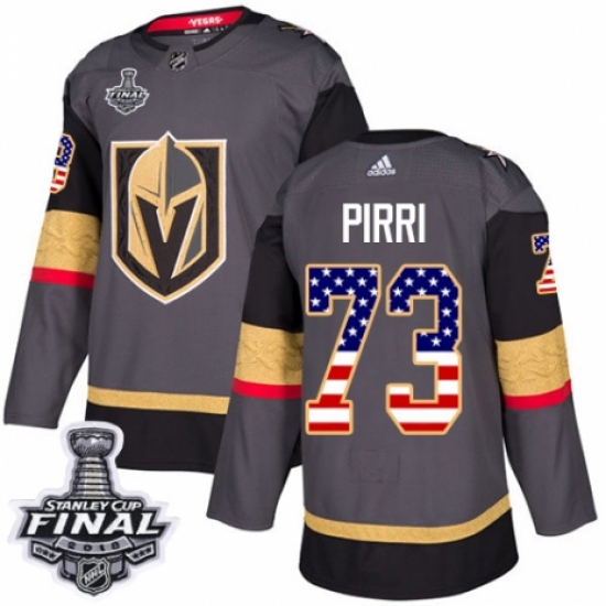 Youth Adidas Vegas Golden Knights 73 Brandon Pirri Authentic Gray USA Flag Fashion 2018 Stanley Cup Final NHL Jersey