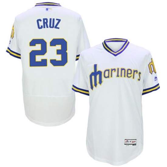 Men's Majestic Seattle Mariners 23 Nelson Cruz White Flexbase Authentic Collection Cooperstown MLB Jersey