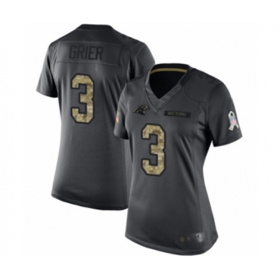 Women's Carolina Panthers 3 Will Grier Limited Black 2016 Salute to Service Football Jersey
