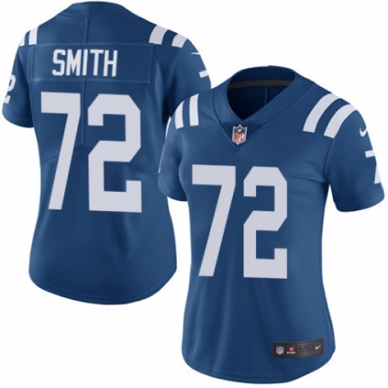 Women's Nike Indianapolis Colts 72 Braden Smith Royal Blue Team Color Vapor Untouchable Limited Player NFL Jersey