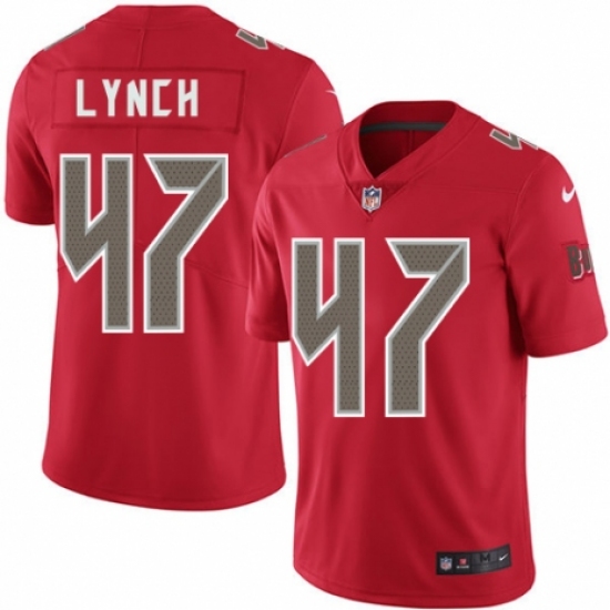 Men's Nike Tampa Bay Buccaneers 47 John Lynch Elite Red Rush Vapor Untouchable NFL Jersey