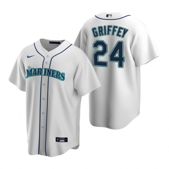Men's Nike Seattle Mariners 24 Ken Griffey Jr. White Home Stitched Baseball Jersey